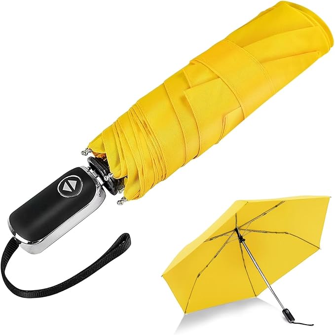 LEAGERA Compact Travel Umbrella for Purse - Flat Handle, Waterproof for Light Rain