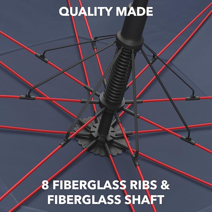 Repel Umbrella Extra Large Windproof Golf Umbrella - Covers 2 People - 60" Wide Vented Double Canopy with Reinforced Fiberglass Ribs, Waterproof Coated Canopy