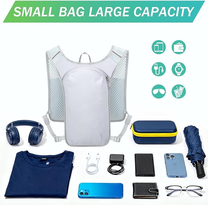 TUIKEN Small Hiking Backpack 10L - Lightweight Packable Foldable Backpack for Travel Camping Outdoor Commute, Compact Rucksack for Women Men(Grey)