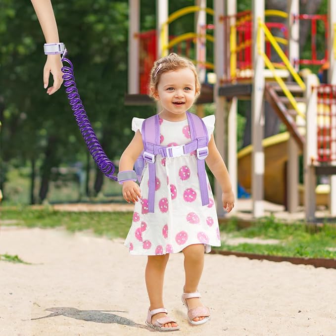 Accmor Toddler Leash Backpack with Anti Lost Wrist Link, 4 in 1 Children Back Pack Cute Peach Safety Walking Harness Bag, Kids Travel Essential Mini Rucksack with Strap Tether for Baby Girls