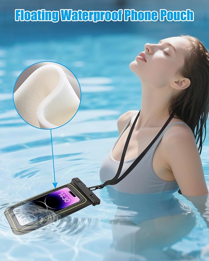 Waterproof Phone Pouch 2 Pack, IP68 Floating Waterproof Phone Case, Up to 8.3" Dry Bag for iPhone 16 15 14 13 Pro Max Samsung S25 Ultra S24 S23, Kayak/Beach/Cruise Travel Essentials Black