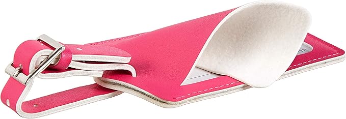 Travelambo 8 Pack Luggage Tags Faux Leather for Suitcases Travel Bag Labels Travel Accessories Essential with Protection Cover ID (Rose Red)