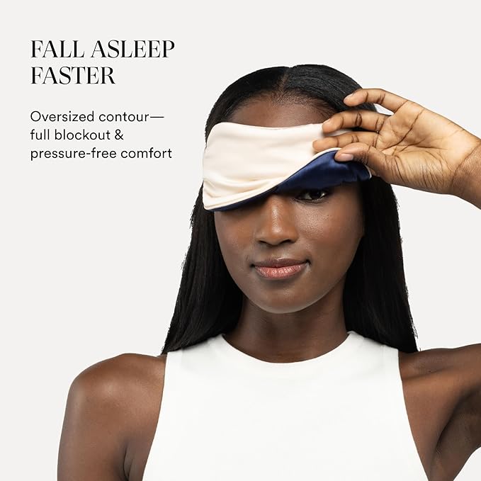 Clementine Sleepwear Essentials Organic Champagne Sunset Sleep Mask | Oversized Contoured Eye Mask with Bamboo and Silver Ion Silk for Sensitive Skin and Restful Sleep