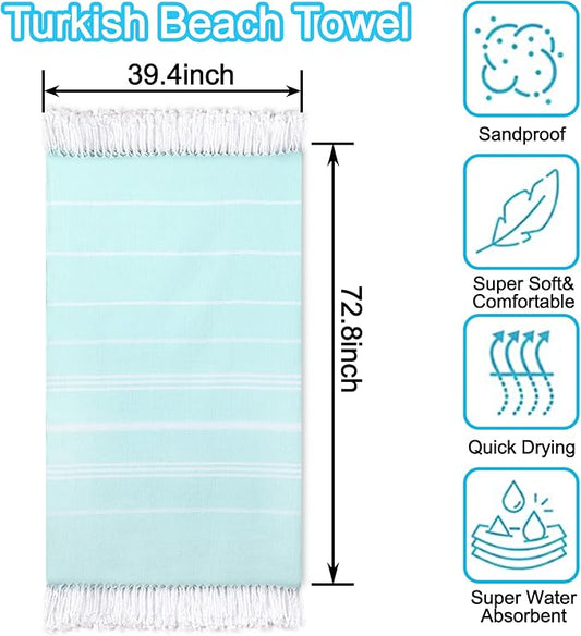 Beach Towel 2 Pack,Sand Free Beach Towels Oversized 39 x 72,Turkish Beach Towel Quick Dry Towel,Lightweight Pool Towels for Adults Travel Towel,Super Absorbent Towels Beach Essentials