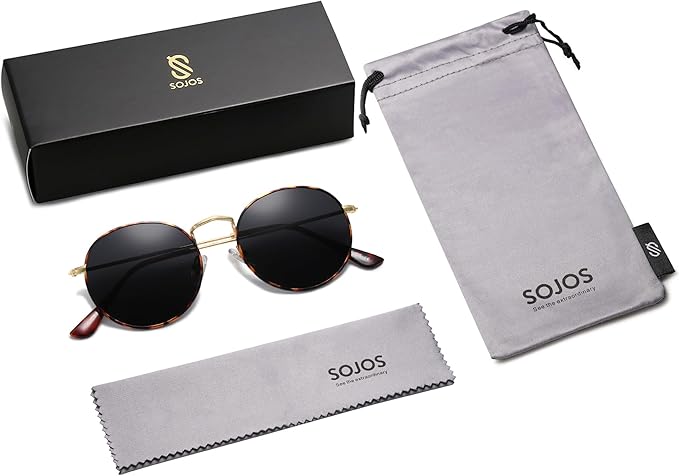 SOJOS Small Round Polarized Sunglasses for Women Men Classic Vintage Retro Shades UV400 SJ1014