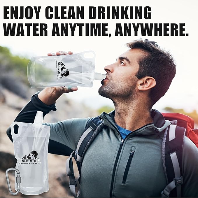 33oz Collapsible Water Bottles, 9-Pack Reusable Travel Foldable Water Bottles for Hiking Camping Running Bike, BPA-Free Water Bottle