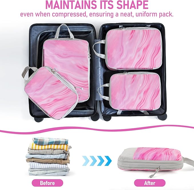 4-Piece Packing Cube Set - Lightweight Luggage Organizers for Travel, Vacation and Suitcases - Durable Accessories with Compression