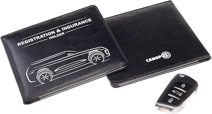 CANOPUS Car Registration & Insurance Holder with Magnetic Closure, Vehicle Document Organizer, Auto Glove Box Wallet, Includes 2 EZ Pass Strip Sets – SUV