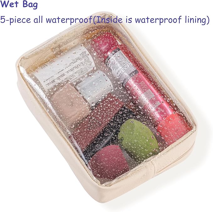 TSA Approved 5-Piece Diaper Bag Organizer Pouch Set Clear Waterproof TPU Kids Toiletry Storage Set Travel Packing Clutch Cube Bags for Baby Nursing