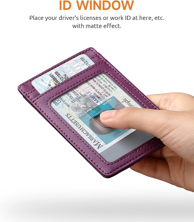 Buffway Mens Slim Wallet, Minimalist Thin Front Pocket Leather Credit Card Holder with RFID Blocking for Work Travel | Minimalist, Thin, Front Pocket, Credit Card Holder, RFID Blocking, for Work Travel