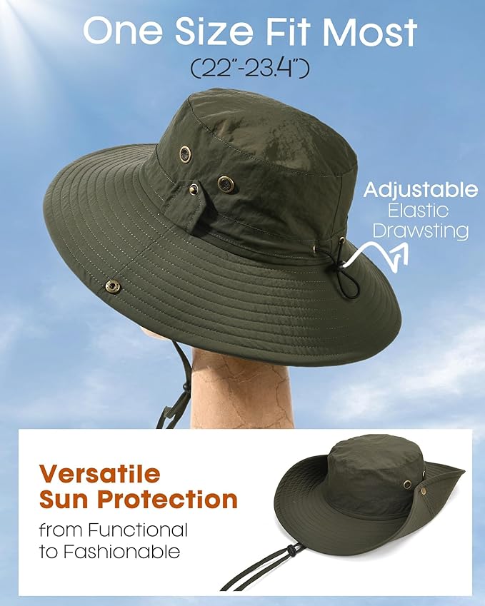 FURTALK Sun Hats for Men Fishing Hat UPF 80+ Foldable Wide Brim Outdoor Hiking Beach Summer Hats