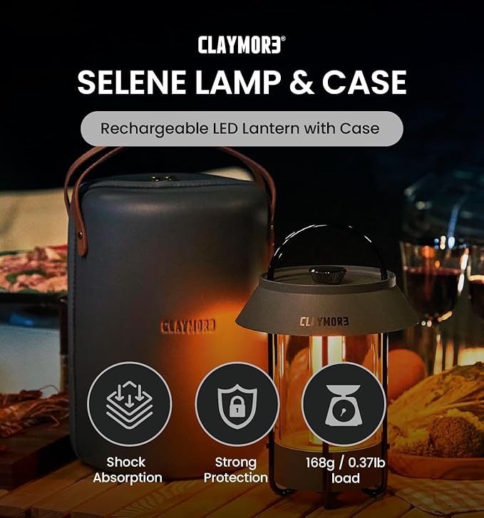 CLAYMORE Selene Lamp (Dark Gray) - Aesthetic Portable Outdoor Lamp, 4 Mood Lights, 6,700mAh Rechargeable, 660 Lumens, Waterproof. Halloween Decor, Camping, Glamping, Parties, Tents, and Backyards.