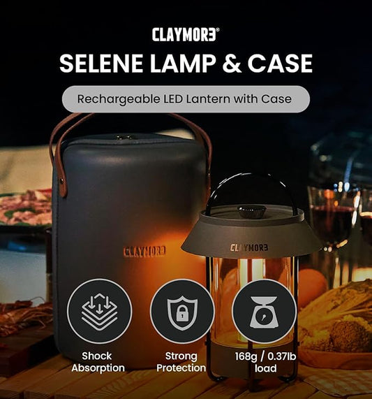 CLAYMORE Selene Lamp (Dark Gray) - Aesthetic Portable Outdoor Lamp, 4 Mood Lights, 6,700mAh Rechargeable, 660 Lumens, Waterproof. Halloween Decor, Camping, Glamping, Parties, Tents, and Backyards.