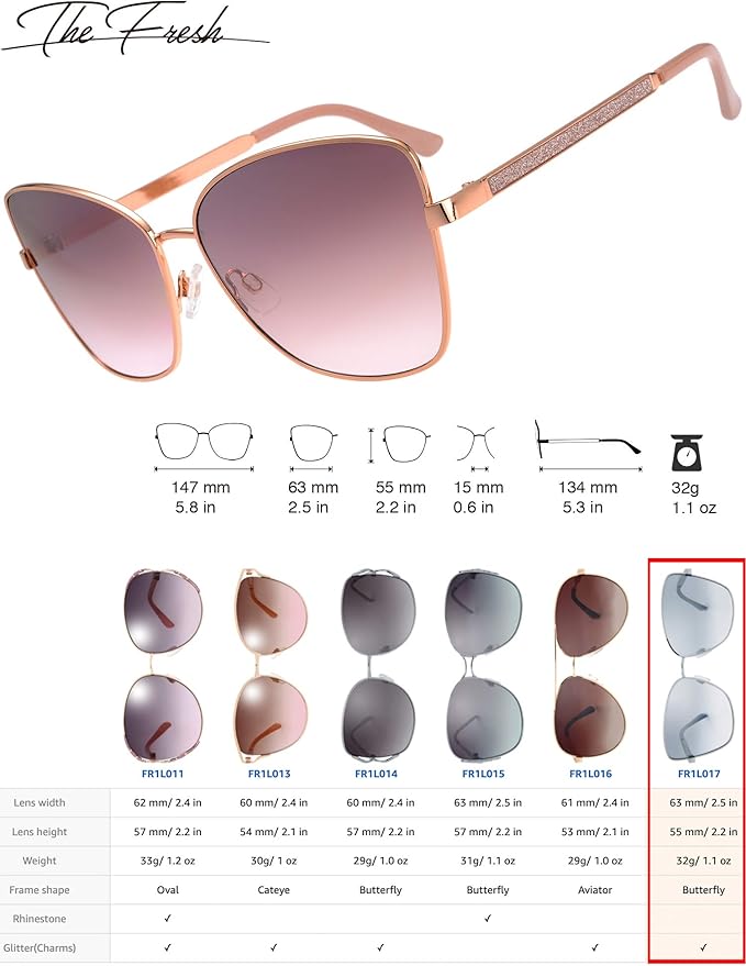 The Fresh Classic Crystal Elegant Women Beauty Design Sunglasses Gift Box
