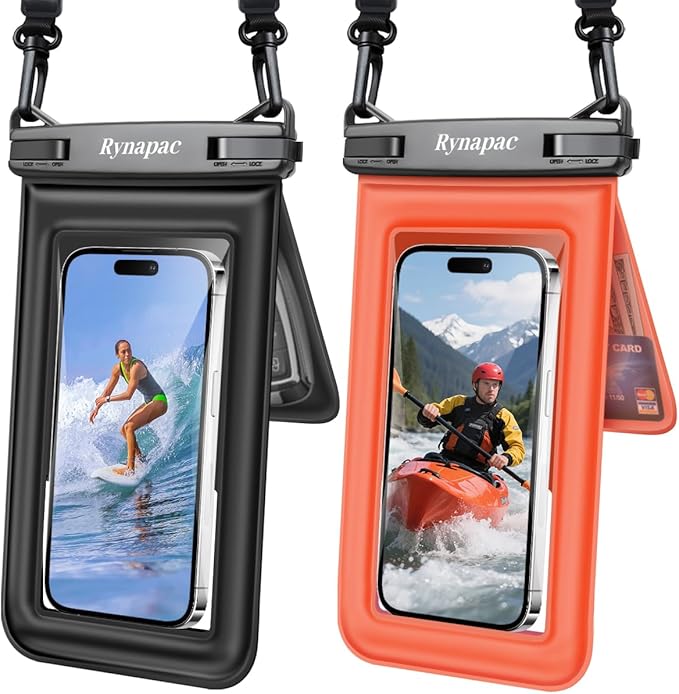 [Up to 8.5''] Waterproof Phone Pouch Floating, Double Bags Waterproof Phone Case with Lanyard for iPhone 16 15 Pro Max, Galaxy S25 S24 Ultra, IPX8 Cellphone Dry Bag Beach Cruise Ship Essentials 2 Pack