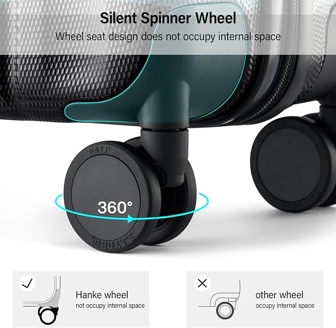 Hanke Hardshell Luggage Sets 3 Piece Extra Large Suitcases with Lock,28 Inch Luggage with Spinner Wheels, PC Travel Suitcase for Women Men 20 24 29Inch,Jet Black