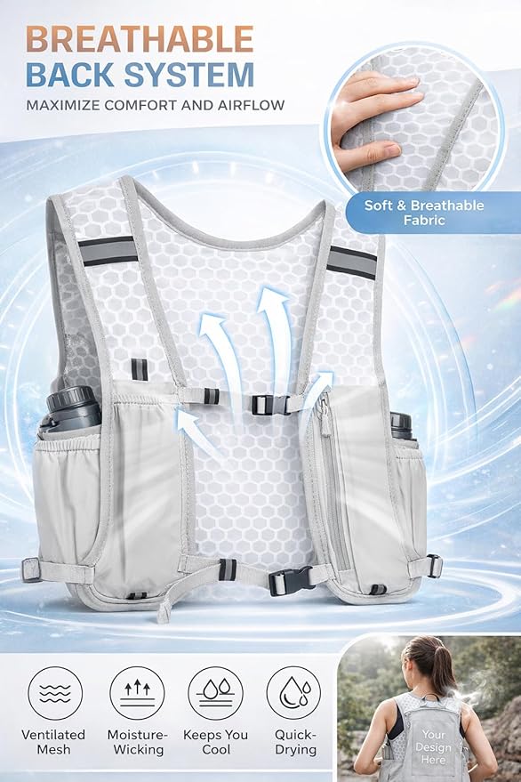 Personalized Hydration Running Vest Backpack, Custom Logo Text Lightweight Pack for Marathon & Trail Run