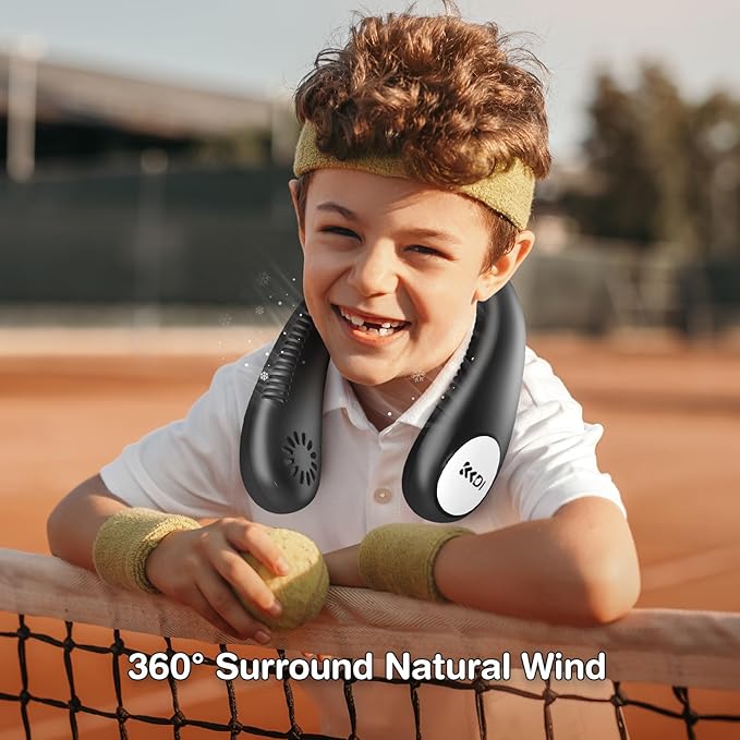 Kids Neck Fan, Portable Bladeless Fans for Kid 4-14Y Girls & Boys, 2600mAh USB Personal Mini Cooling Fan for Travel/Camping/Study, 4 Speeds, Lightweight, Compact, Perfect Summer Gifts for Kids