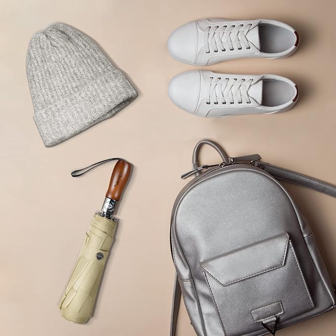 Lejorain Large Folding Golf Umbrella - Compact Mens Umbrellas Travel Rain and Windproof 54inch Collapsible Automatic Open Close Umbrella 210T Teflon Vented Double Canopy