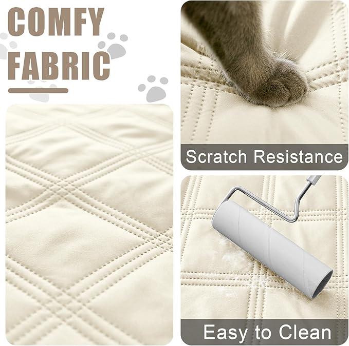 Smiry Waterproof Dog Bed Cover Blanket 40x50, Soft Reversible Pet Blanket, Washable Leakproof Cats Dogs Couch Cover for Sofa, Couch, Furniture, Lattice, Beige/Beige