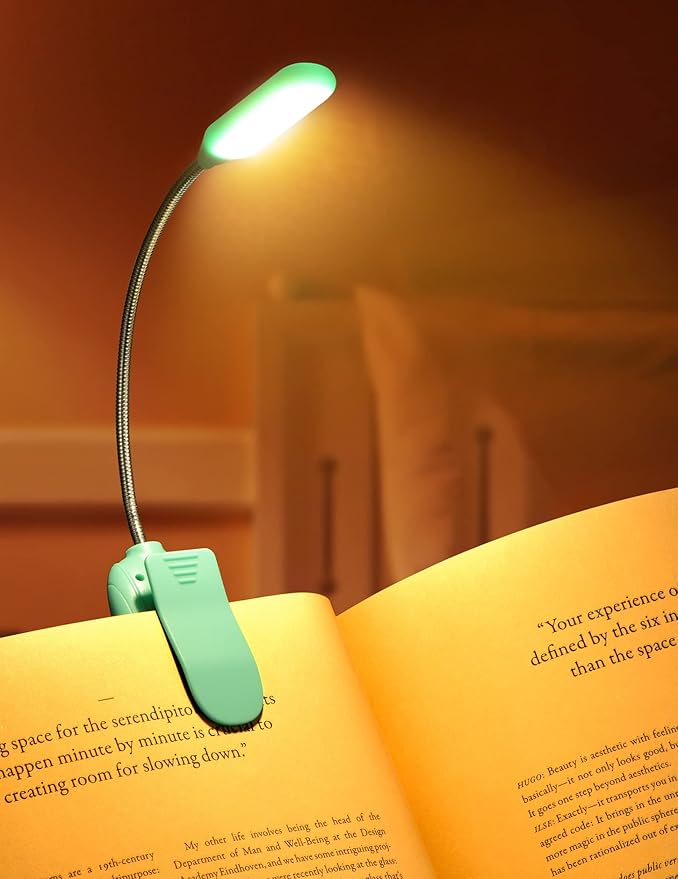 Monotremp Book Lights for Reading at Night in Bed, 80 Hours Runtime Rechargeable Reading Lights for Books in Bed, 3 Brightness Levels × 3 Color Temperatures, 1.3 oz Lightweight
