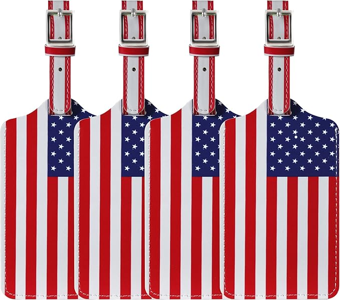 4 Pack Luggage Tag for Suitcases TSA Approved, Leather Suitcase Tags Identifiers, Cute Bag Name Travel Tags ID Labels for Women Men Cruise Airport Luggage Travel Essentials by Sodsay