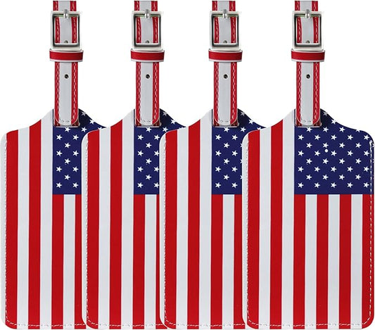 4 Pack Luggage Tag for Suitcases TSA Approved, Leather Suitcase Tags Identifiers, Cute Bag Name Travel Tags ID Labels for Women Men Cruise Airport Luggage Travel Essentials by Sodsay