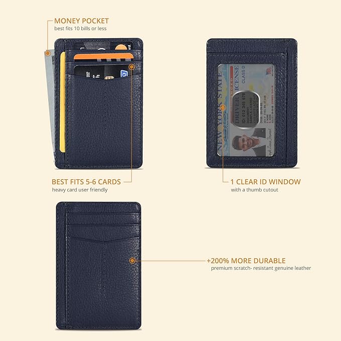 Oak Leathers Leather Slim Minimalist Wallet for Men & Women RFID Front Pocket Leather Card Holder Wallets