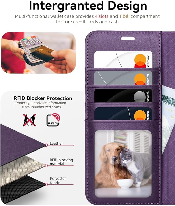 OCASE Compatible with Galaxy S25 Edge Wallet Case, PU Leather Flip Folio Case with Card Holders RFID Blocking Kickstand [Shockproof TPU Inner Shell] Protective Phone Cover 2025, Dark Purlple