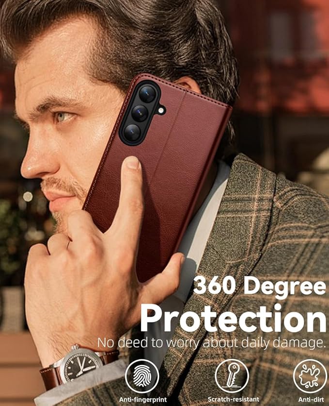 OCASE Compatible with Galaxy S25 Plus Wallet Case, PU Leather Flip Folio Case with Card Holders RFID Blocking Kickstand [Shockproof TPU Inner Shell] Protective Phone Cover 6.7 Inch 2025, Dark Brown