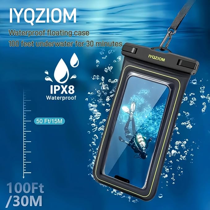 Floating Waterproof Phone Case 2 Pack | IP68 Waterproof Phone Pouch | Suitable for iPhone,Samsung,Motorola,and All Series of Phones with Screens Below 8.3 In | Ideal for Water Activities/Beach/Travel