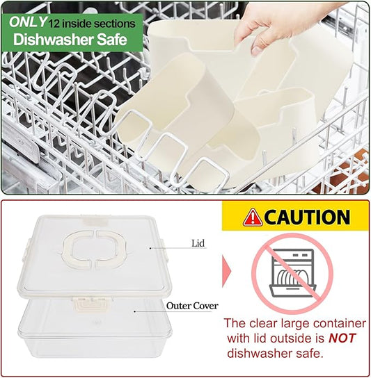 2Pcs Snackle Box Container, Divided Serving Tray with Lid and Handle, Snack Box Container Food Platter Charcuterie for Party, Veggies, Snack, Fruit, Nuts, Entertaining, Picnic, LARGER SIZE