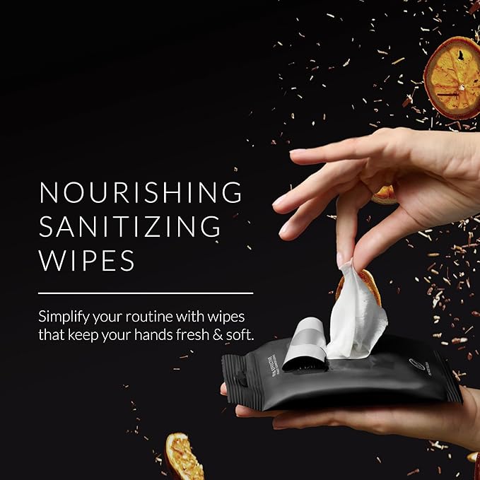 Noshinku – Bergamot Hand Sanitizer Wipes, 6-Pack (90 Towelettes) – Resealable Travel Wipes with Ethyl Alcohol, Aloe & Green Tea, Plant-Based Fiber, Essential Oil Scents, Cruelty-Free & No Dyes