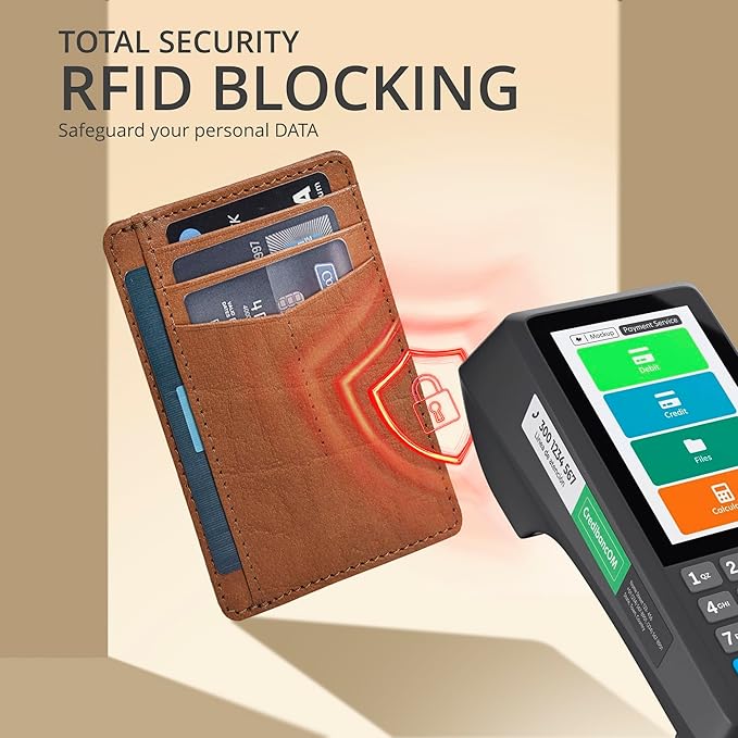 Oak Leathers Leather Slim Minimalist Wallet for Men & Women RFID Front Pocket Leather Card Holder Wallets