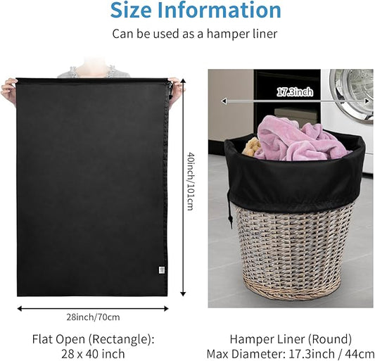 OTraki Large Laundry Bag 28x40 inch Heavy Duty Laundry Hamper Line Bag Dirty Clothes Organizer Drawstring Laundry Bag Machine Washable for Camp Home Tral Dorm Black
