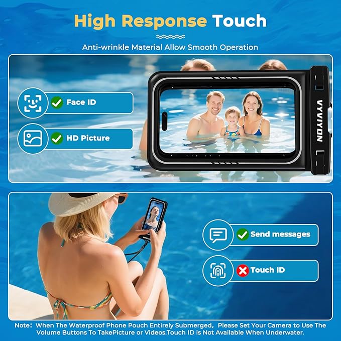 Floating Waterproof Phone Pouch IPX8 Cellphone Dry Bags for Vacation Beach Pool Kayak Cruise Travel Essentials,Waterproof Phone Case for iPhone 16 15 Pro Max, Samsung S25 Ultra S24-2 Pack 8.0"