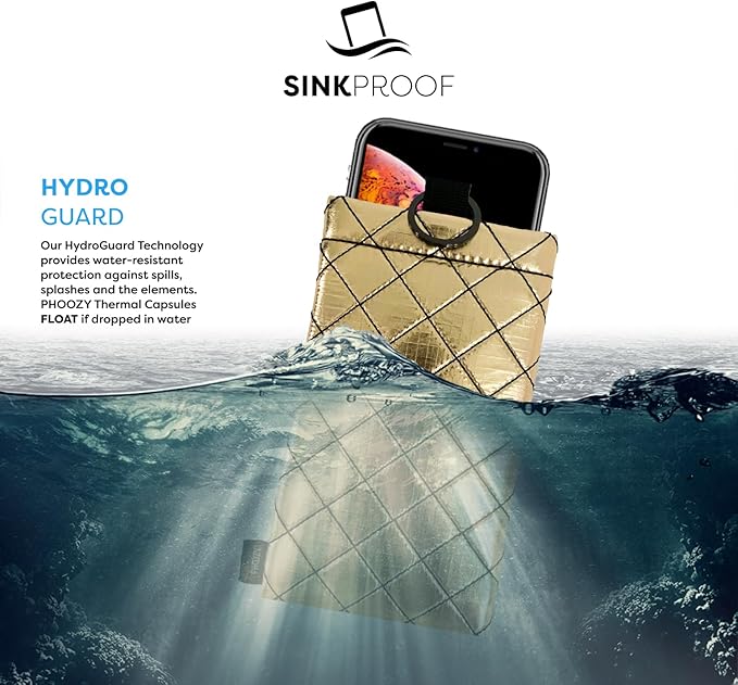 PHOOZY Apollo II Thermal Phone Case Cold Weather Insulated Pouch | Extends Battery Life 4X | NASA Tech Skiing Snowboard Accessories | Military Grade | Large - Gold
