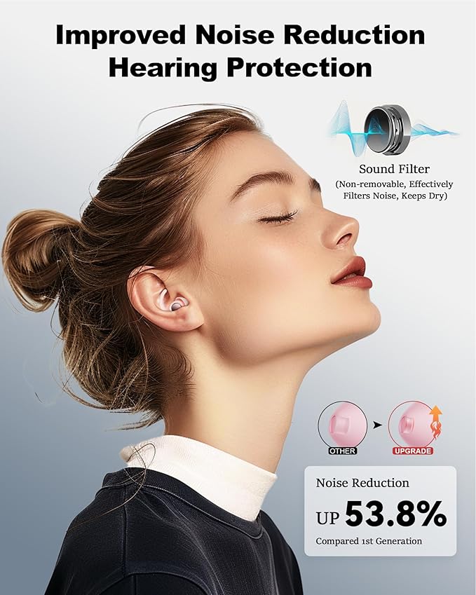 Ear Plugs for Sleeping - Noise Reduction Soft Silicone Earplugs, 2 Pairs Reusable Hearing Protection Earplugs for Noise Sensitivity, Sleep,Travel,Sound Reduction Noise Cancelling - Dusty Pink