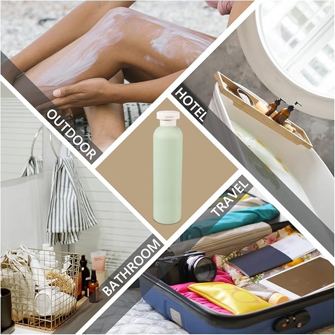 ASEVAT 8.8 oz Travel Refillable Shampoo Bottles, Plastic Empty Plastic Squeeze Bottles with Flip Cap, Travel Containers for Shampoo and Conditioner for Lotion, Cream and Liquids (4Pcs)