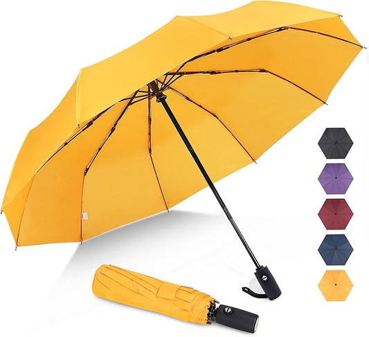 ZOMAKE Travel Umbrella Compact - 10 Ribs Portable Collapsible Umbrellas for Rain Windproof - Paraguas Automatic Small Folding Umbrella Lightweight Packable Umbrella for Women Men
