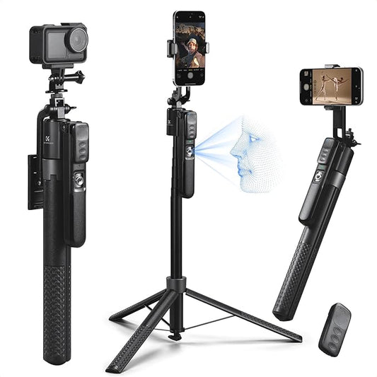 K&F CONCEPT 71“ Face Tracking Tripod for iPhone, Auto Face Tracking Selfie Stick, Auto Face Tracking Tripod 360 Totation with Stand, Gesture Control, Remote Control