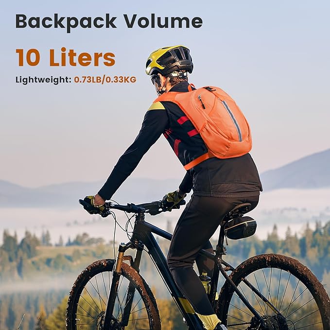 Small Hiking Backpack 10L - Lightweight Packable Foldable Backpack for Travel Camping Outdoor Commute, Compact Rucksack for Women Men(Orange)