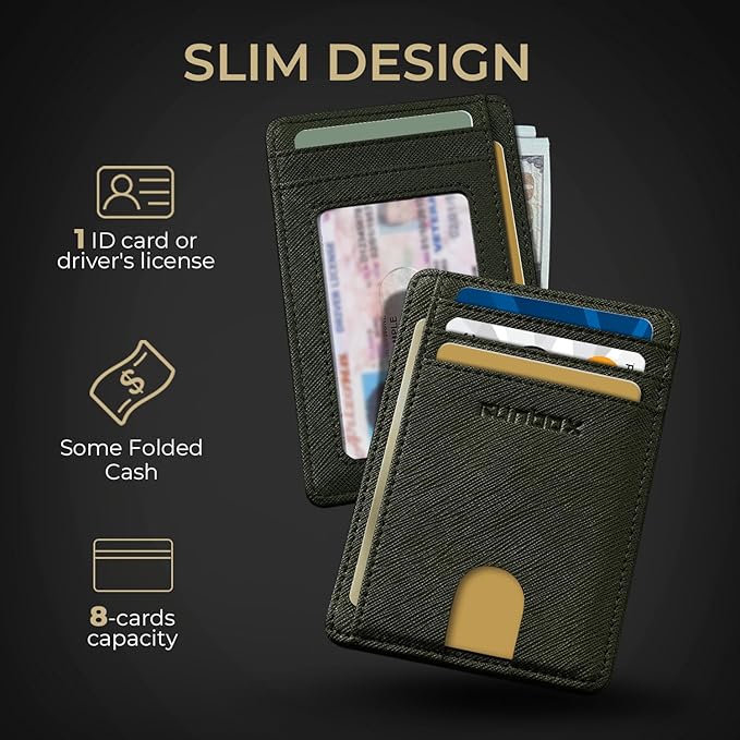 RUNBOX Slim ID Cases Minimalist Front Pocket RFID Blocking Leather Wallets for Men and Women Card Holder Wallets Gifts for men