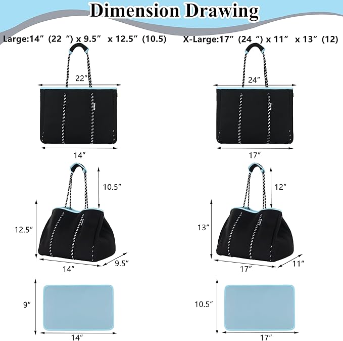 QOGiR Neoprene Multipurpose Beach Bag Tote with Inner Zipper Pocket … … … …