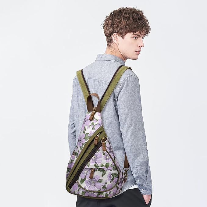 KL928 Canvas Sling Bag - Small Crossbody Backpack Shoulder Casual Daypack Rucksack for Men Women