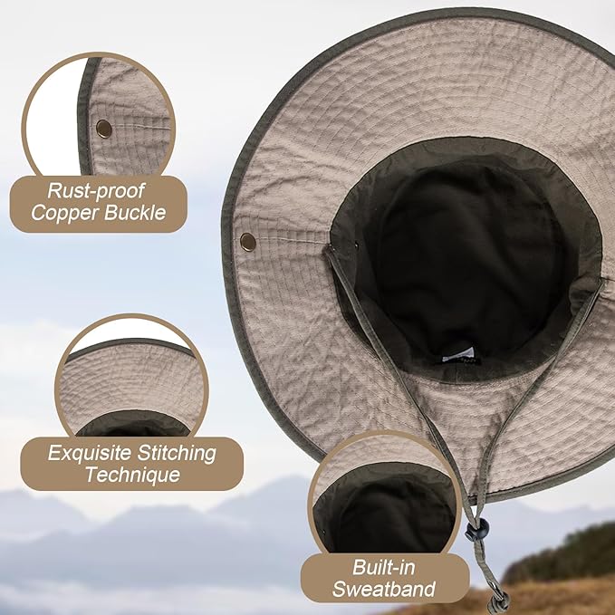Bucket Hat Wide Brim UV Protection Sun Hat Boonie Hats Fishing Hiking Safari Outdoor Hats for Men and Women