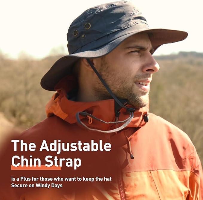 Oversize XL XXL Large Wide Brim Waterproof UPF 50+ Bucket Sun Summer Travel Fishing Hiking Fisherman Hat Detachable Chin