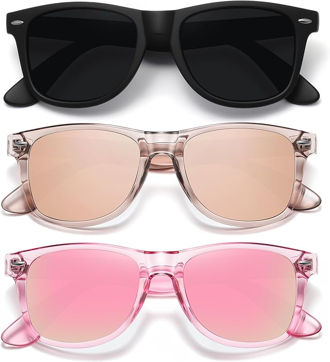 MEETSUN Polarized Sunglasses for Women Men Classic Retro Trendy Driving Sun Glasses UV400 Protection (3 Pack)