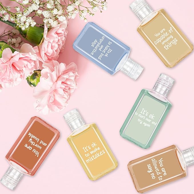 50 Pcs Mental Health Awareness Hand Sanitizer Bulk Inspirational Positive Affirmation Small Hand Sanitizer 1fl oz Travel Size Hand Soap Mental Health Gift for Teachers Team Coworker (Morandi)