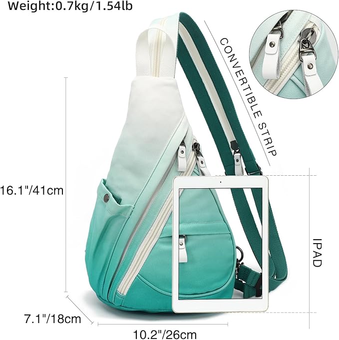 KL928 Canvas Sling Bag - Small Crossbody Backpack Shoulder Casual Daypack Rucksack for Men Women(Large Version)